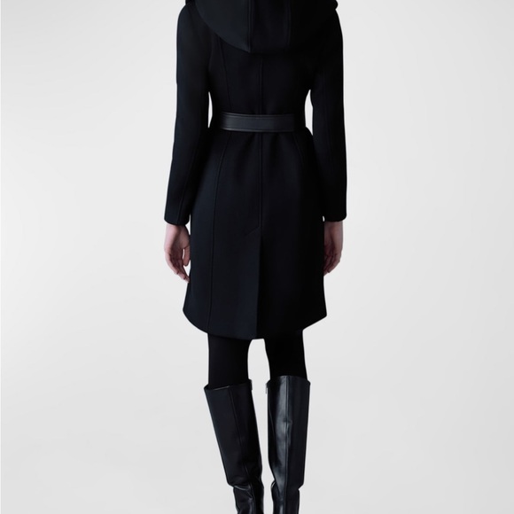 Mackage Black Wool Coat with Removable Down Insert & Leather Belt – Size SP - Picture 5 of 16